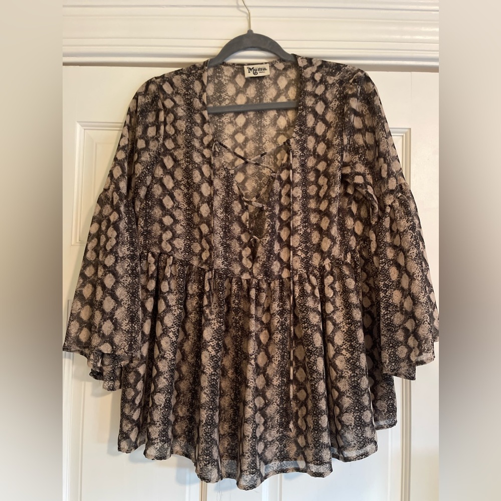 Show Me Your Mumu Snakeskin Blouse